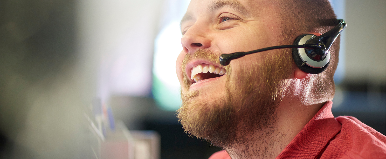 Guy talking on his headset