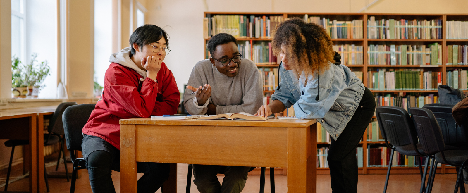 Students working together at a desk